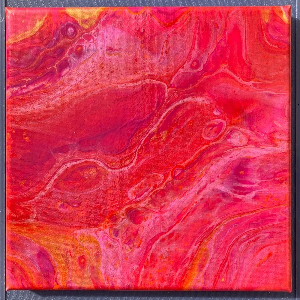 Charisma 8"x8" Painting by Color Fluent Art (Red/Pink)